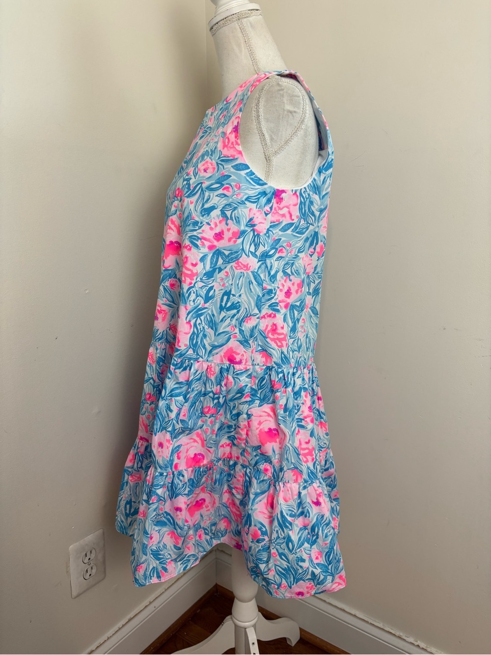 Lilly Pulitzer Trina Dress In Bondi Blue My Little Peony floral Print Size Small - Picture 8 of 13